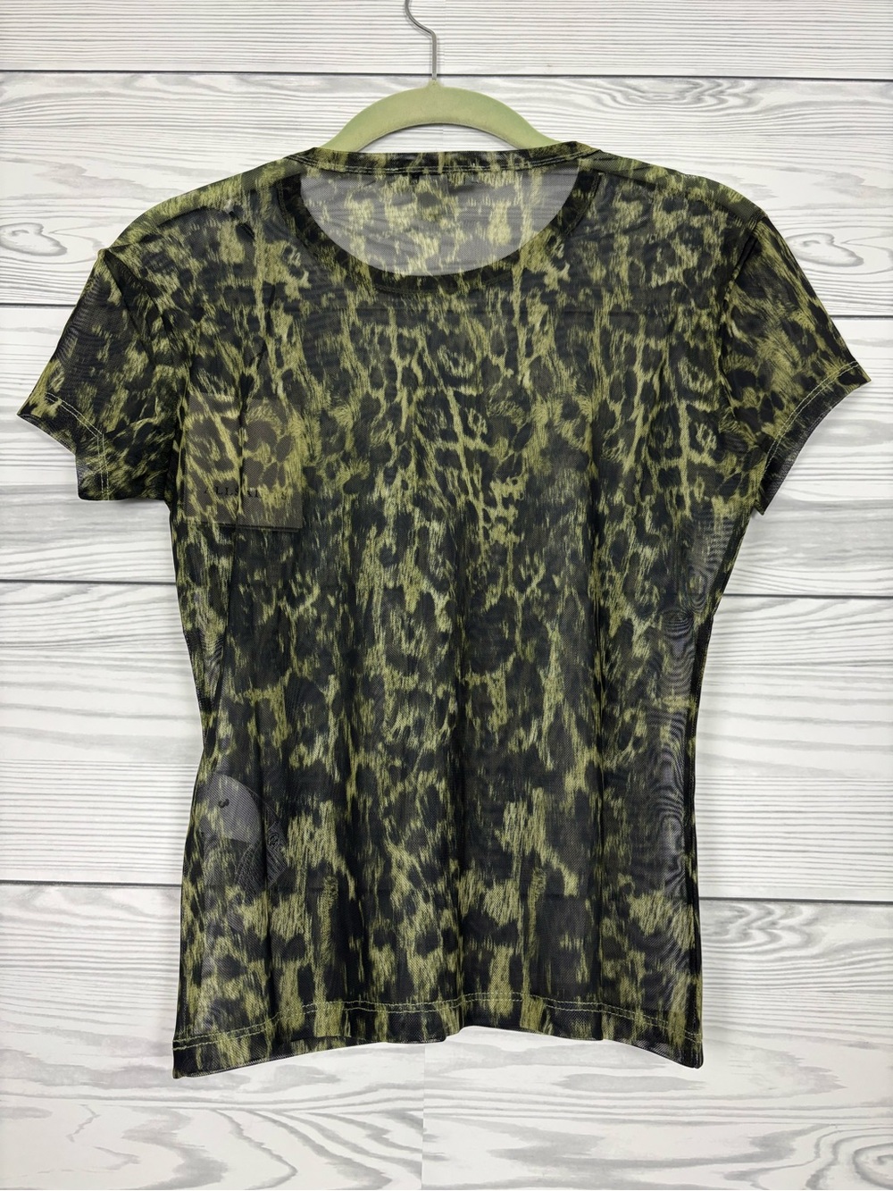 All Saints Ellie Mesh Short sleeve t-shirt NWT khaki green - Picture 6 of 8